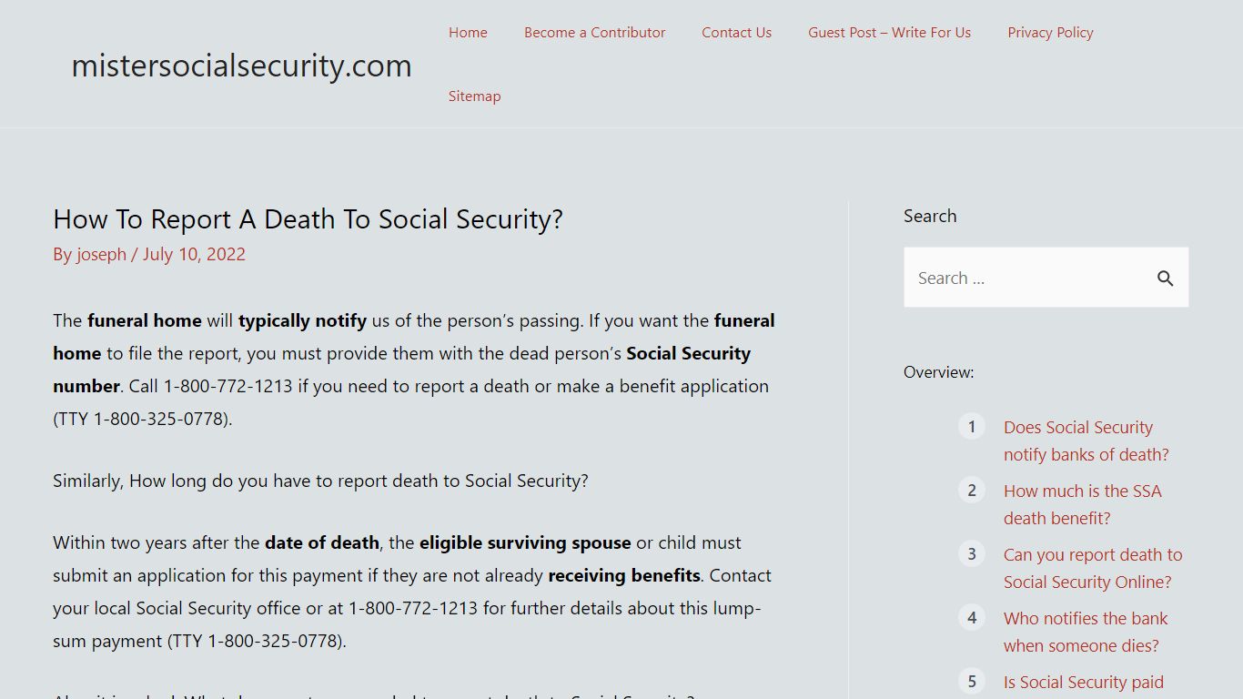 How To Report A Death To Social Security?